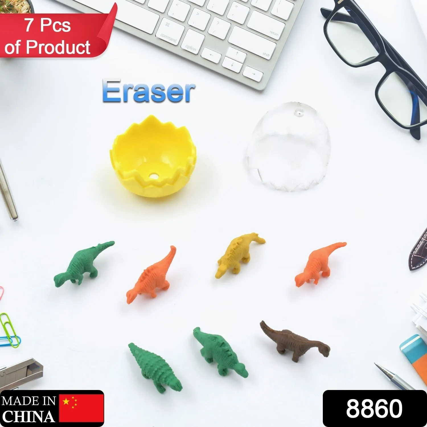 8860 Dinosaur Shaped Erasers Animal Erasers for Kids, Dinosaur Erasers Puzzle 3D Eraser, Mini Eraser Dinosaur Toys, Desk Pets for Students Classroom Prizes Class Rewards Party Favors (7 Pc Set)