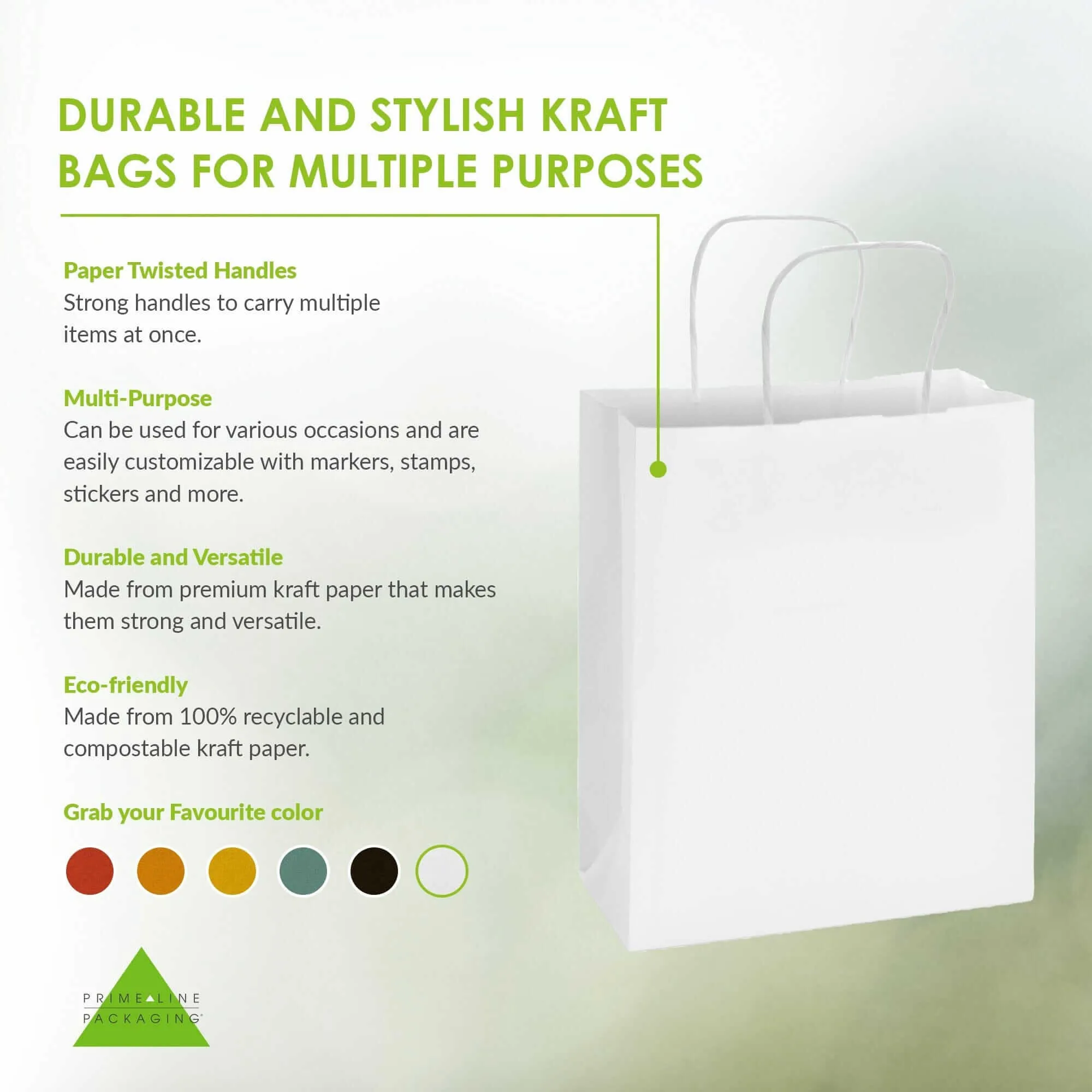 8x4x10 Small White Paper Bags with Handles