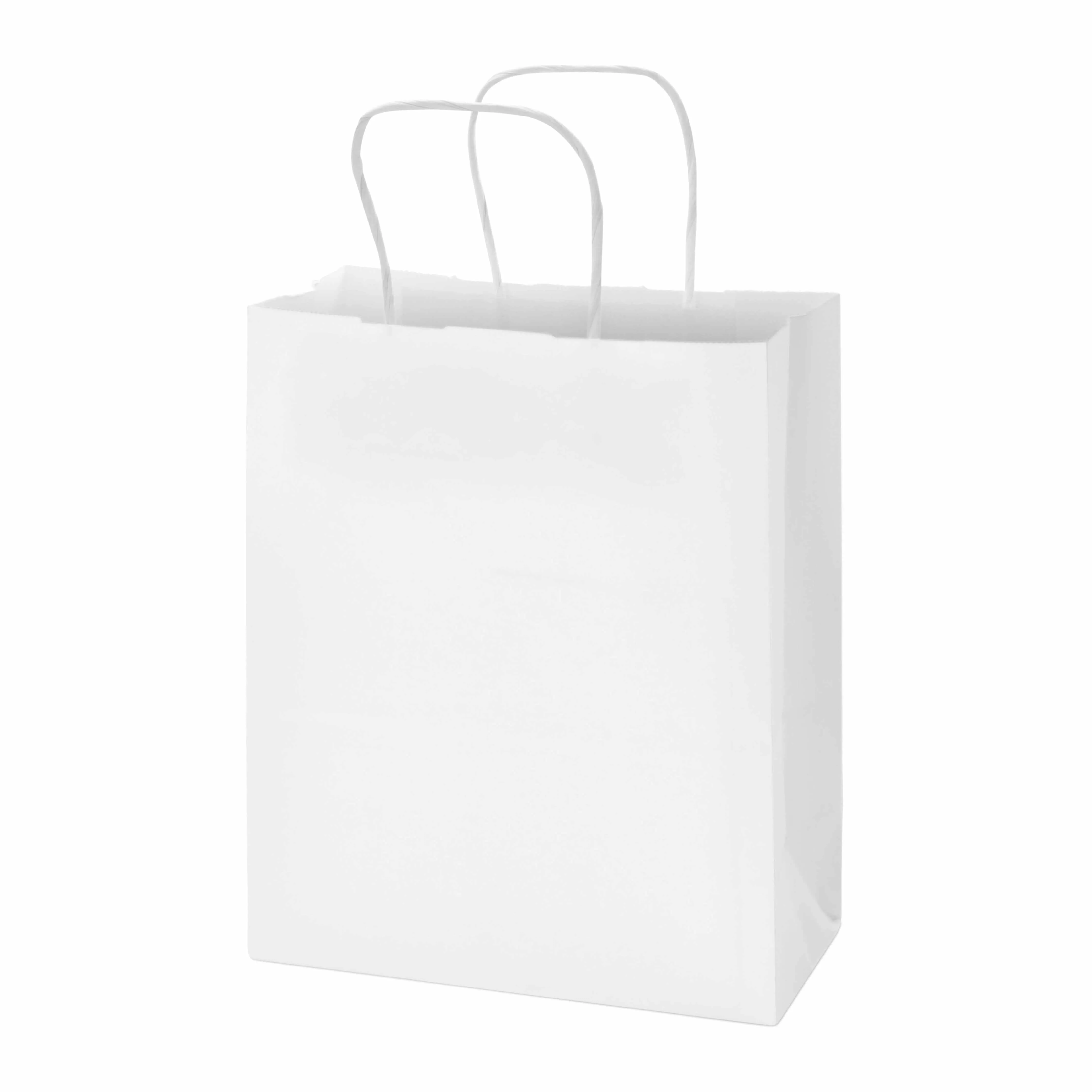 8x4x10 Small White Paper Bags with Handles