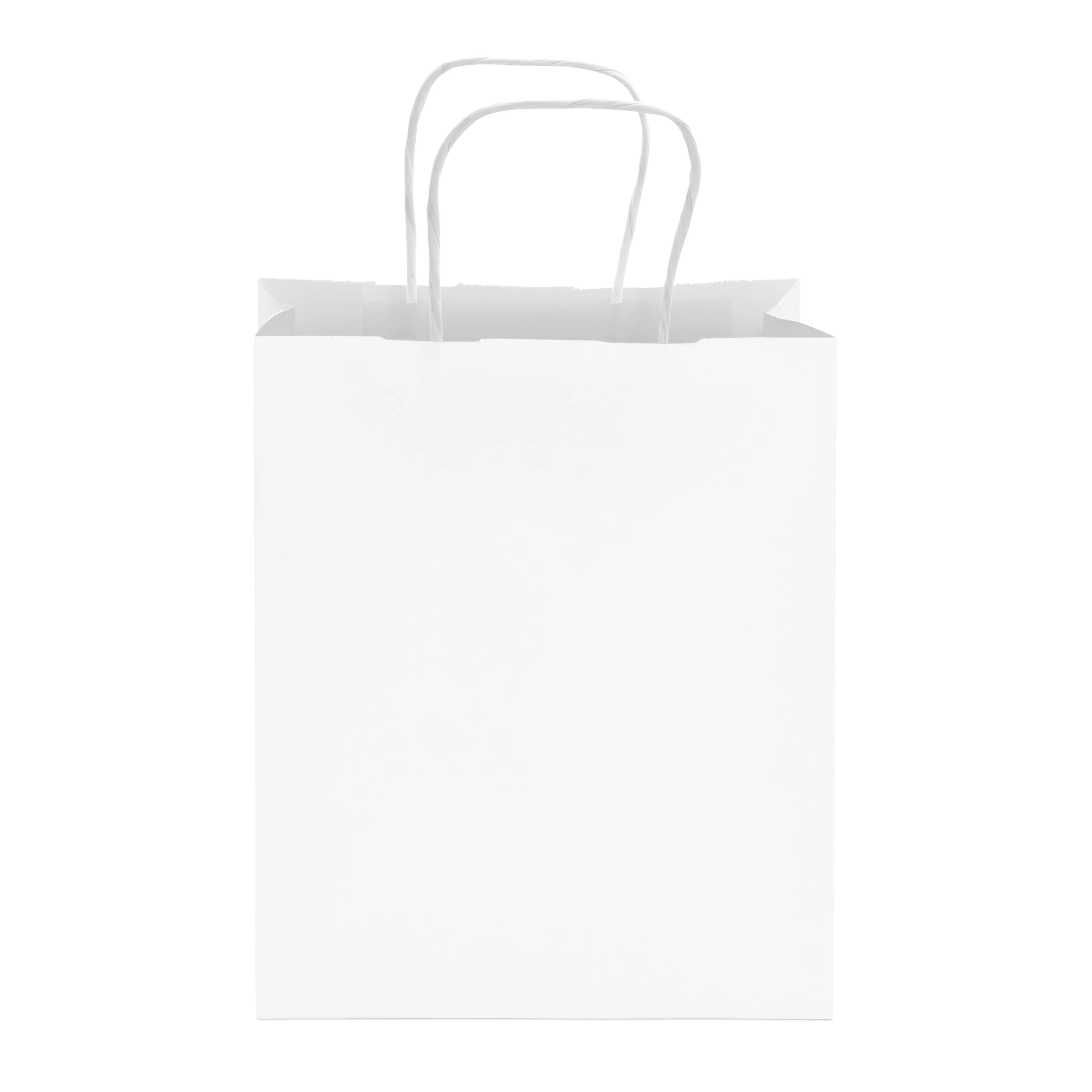 8x4x10 Small White Paper Bags with Handles