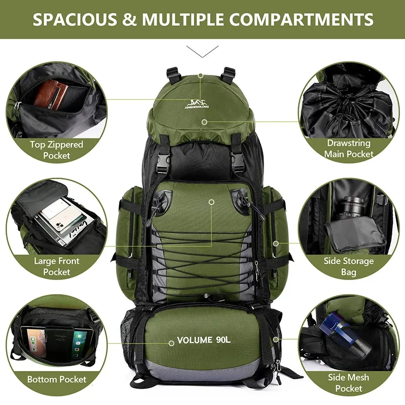 90L Travel Bag Camping Backpack Hiking Army Climbing Bags Mountaineering Large Capacity Sport Bag Outdoor Military Men Rucksack