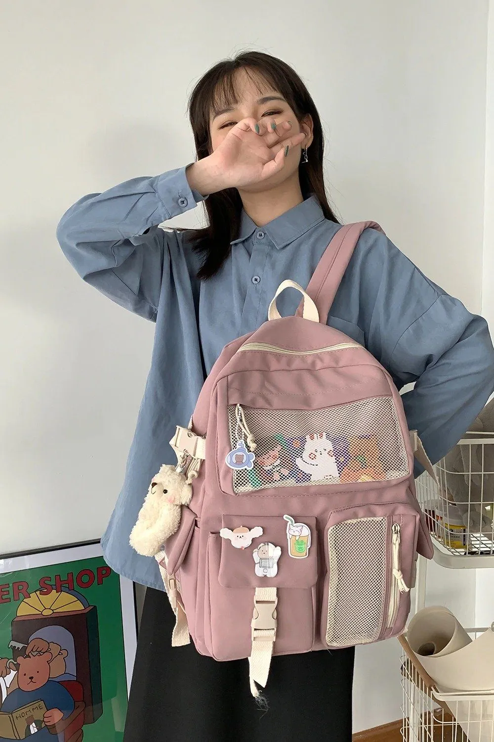 Adorable Front Pockets Large Canvas Backpacks