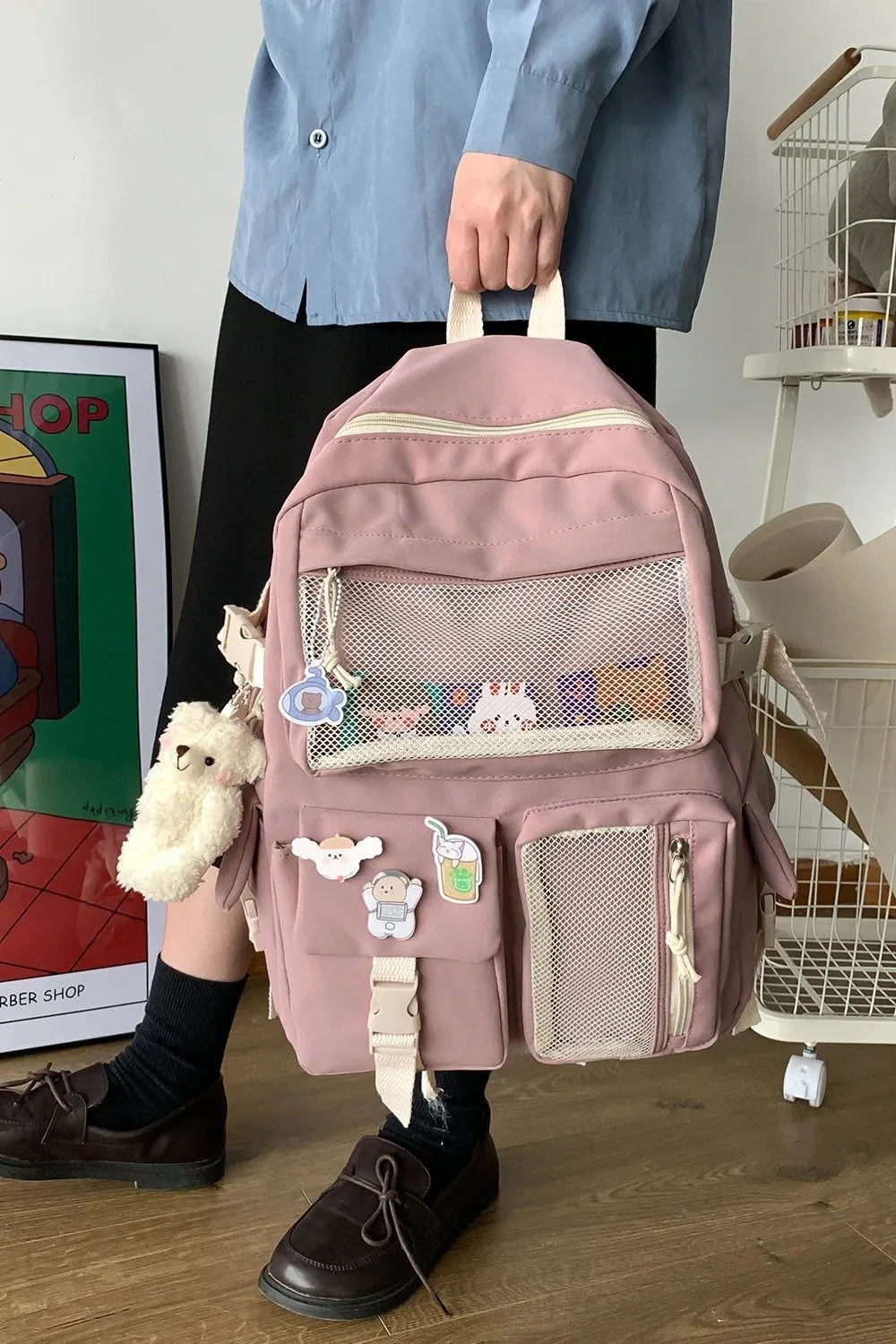 Adorable Front Pockets Large Canvas Backpacks