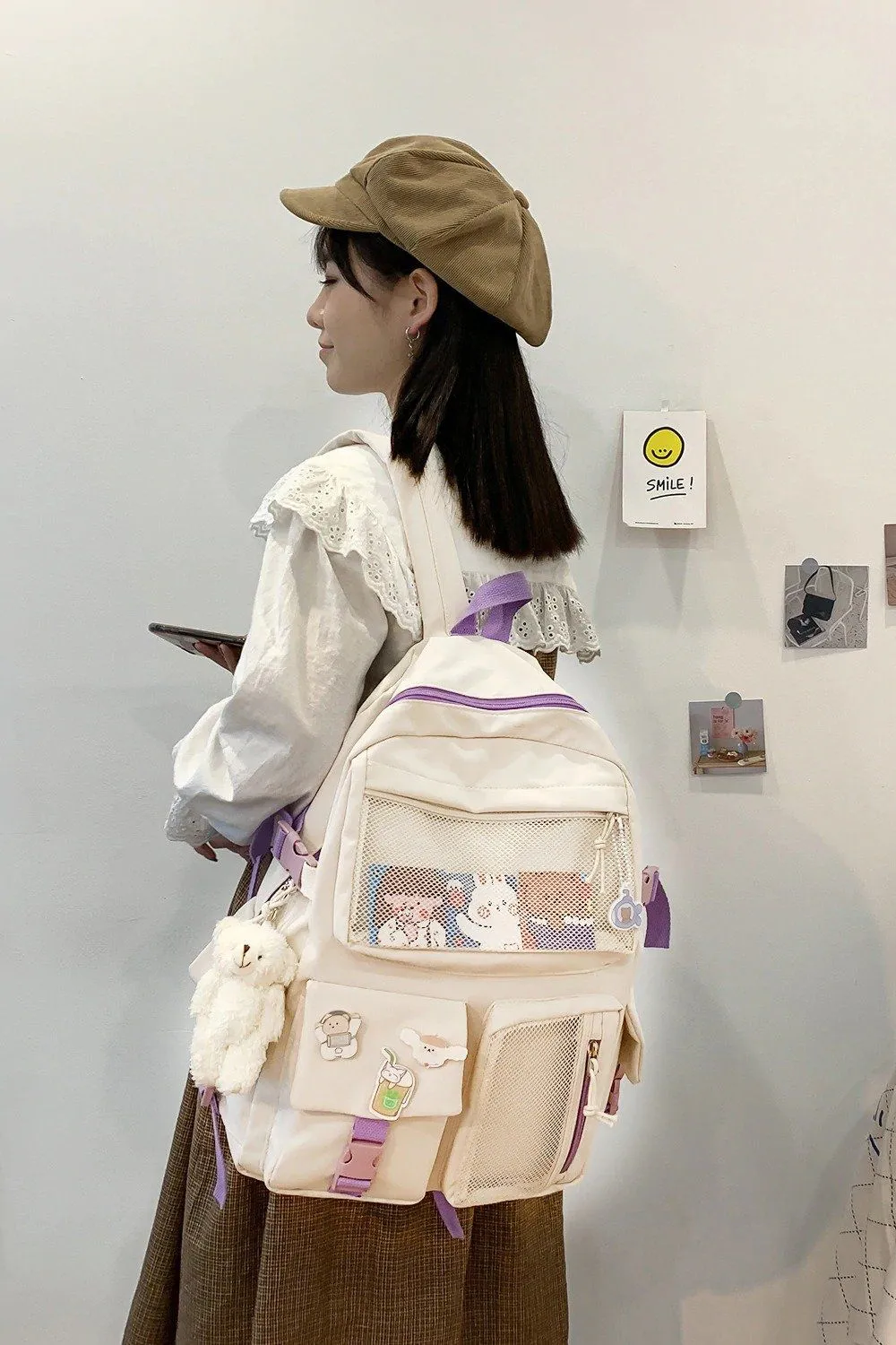 Adorable Front Pockets Large Canvas Backpacks