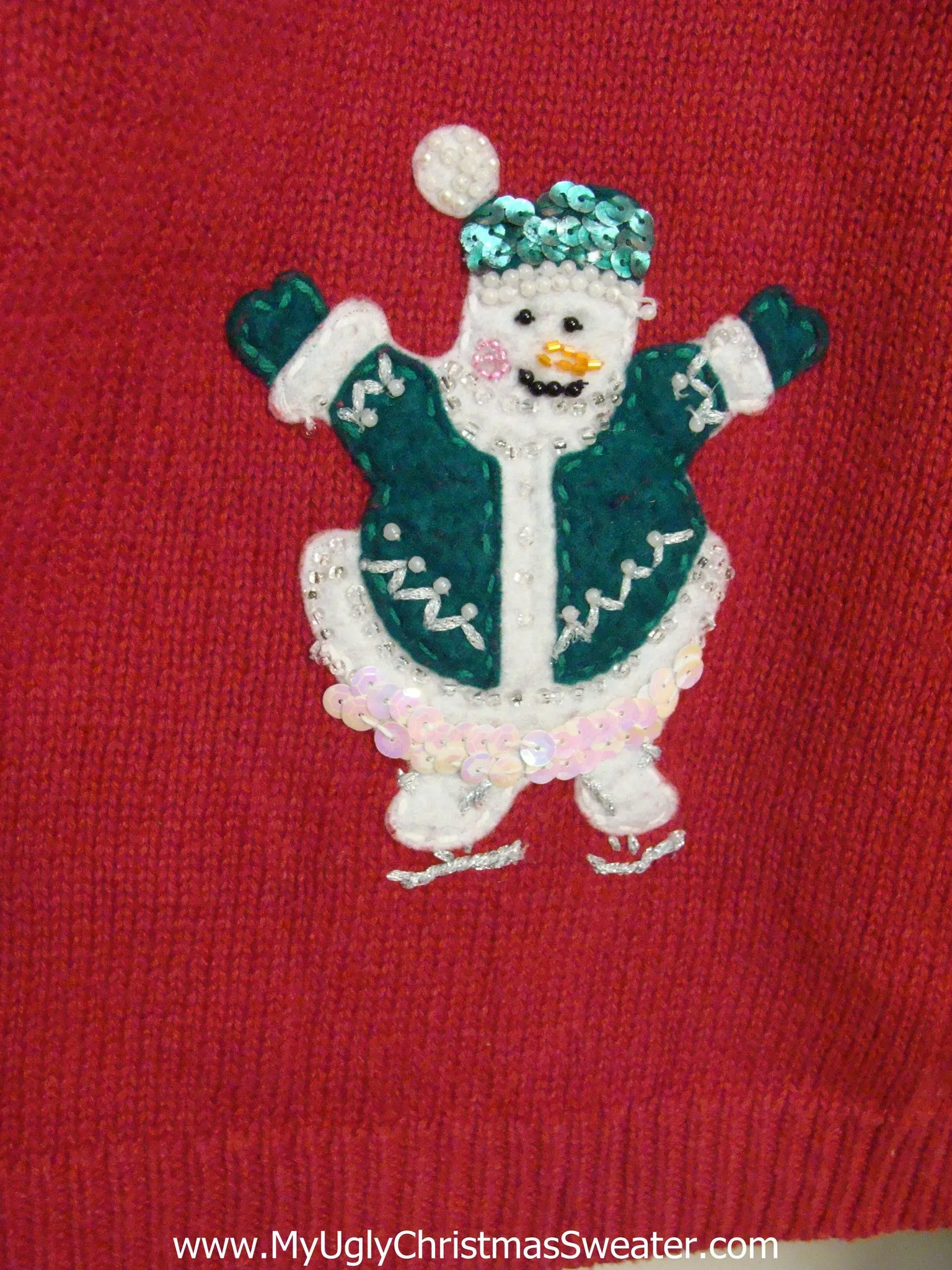 Athletic Skating Snowmen Ugliest Christmas Sweater