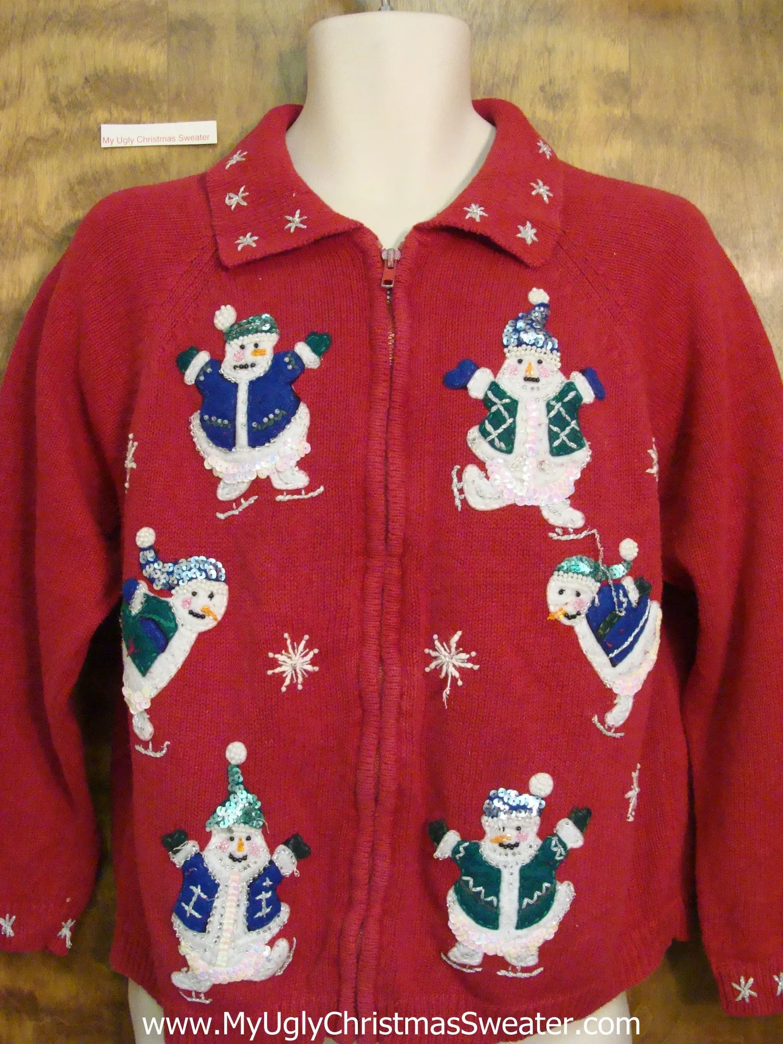 Athletic Skating Snowmen Ugliest Christmas Sweater