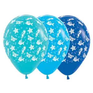 Blue Mix Sea Creatures Balloons - 25 Pkt