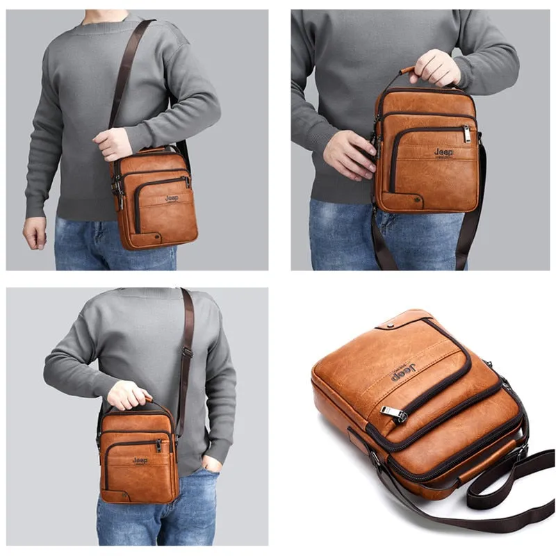 Brand High Quality Business Crossbody Tote Bags Man Leather Bags Male Cow Split Leather Handbag Messenger  For Men