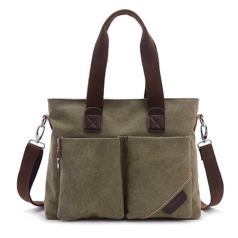 Casual Wear-resistant Canvas Laptop Briefcase Handbags for Men