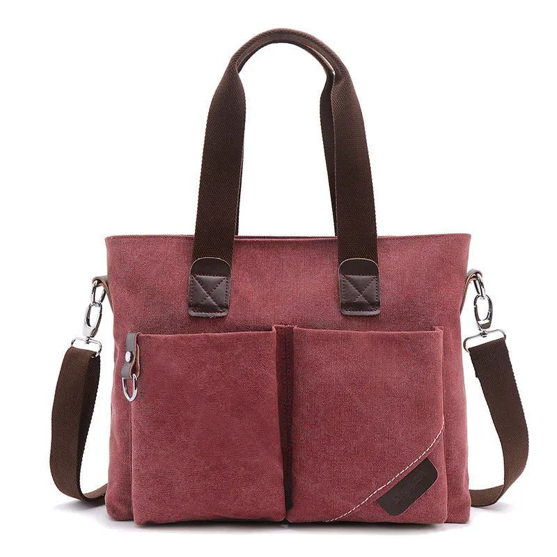 Casual Wear-resistant Canvas Laptop Briefcase Handbags for Men