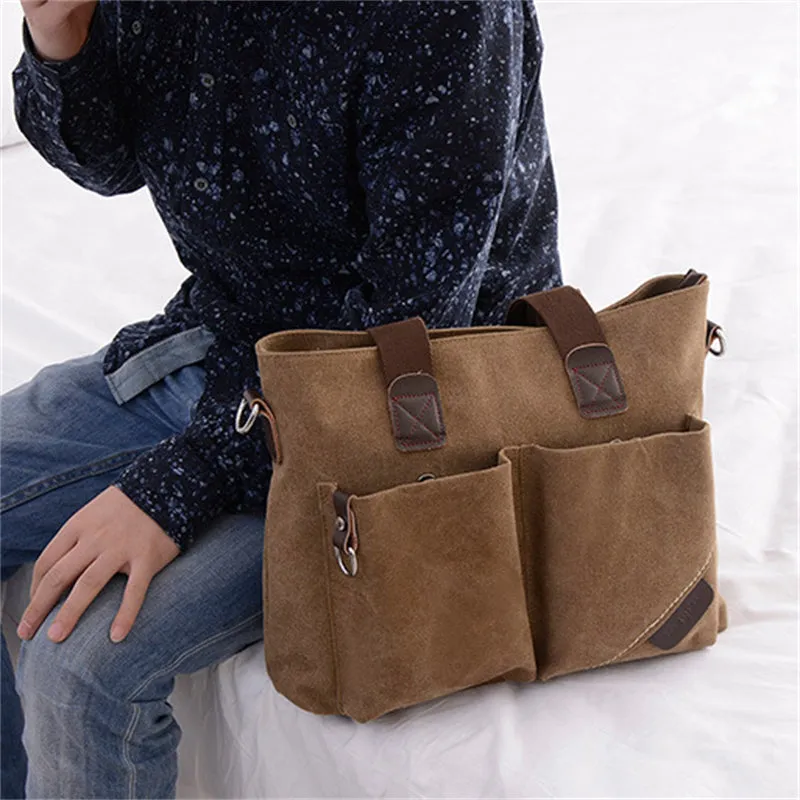 Casual Wear-resistant Canvas Laptop Briefcase Handbags for Men