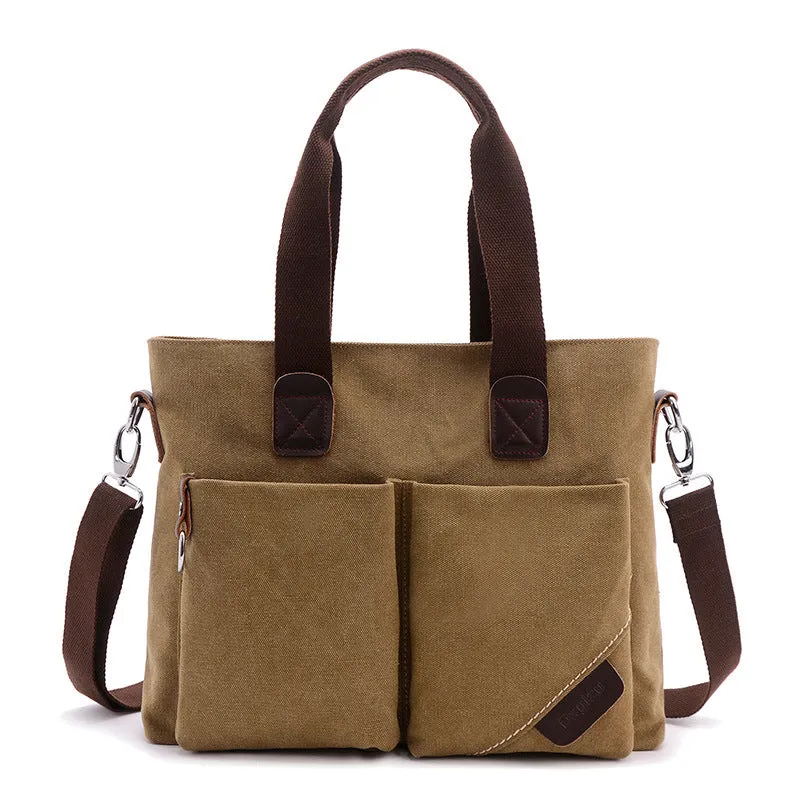 Casual Wear-resistant Canvas Laptop Briefcase Handbags for Men