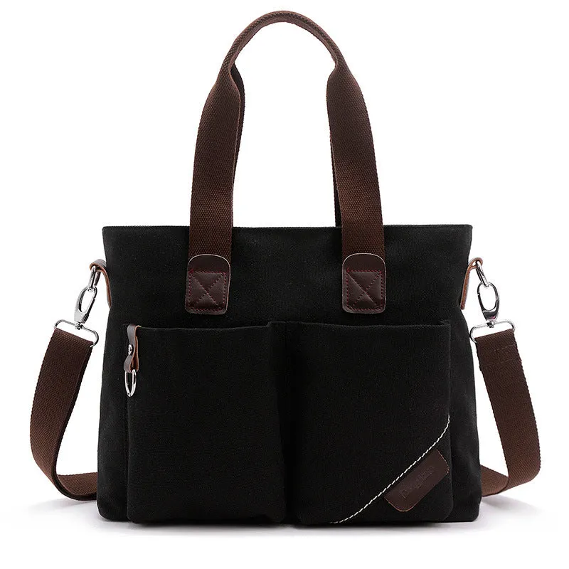 Casual Wear-resistant Canvas Laptop Briefcase Handbags for Men