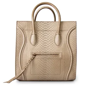 Celine Medium Luggage Phantom Bag In Taupe Python