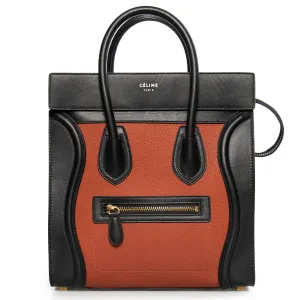 Celine Micro Luggage Leather Bag | Tri-Color Black w/ Gold Hardware