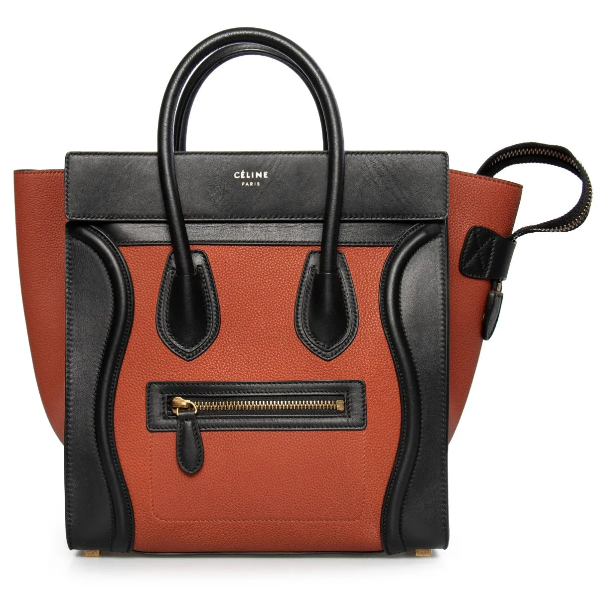 Celine Micro Luggage Leather Bag | Tri-Color Black w/ Gold Hardware