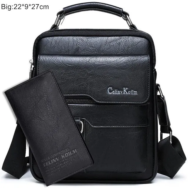 Celinv Koilm Luxury Brand Men Messenger Bags Crossbody Business Casual Handbag Male Spliter Leather Shoulder Bag Large Capacity