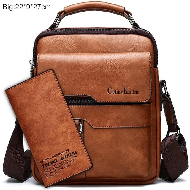 Celinv Koilm Luxury Brand Men Messenger Bags Crossbody Business Casual Handbag Male Spliter Leather Shoulder Bag Large Capacity