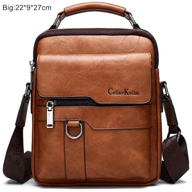 Celinv Koilm Luxury Brand Men Messenger Bags Crossbody Business Casual Handbag Male Spliter Leather Shoulder Bag Large Capacity