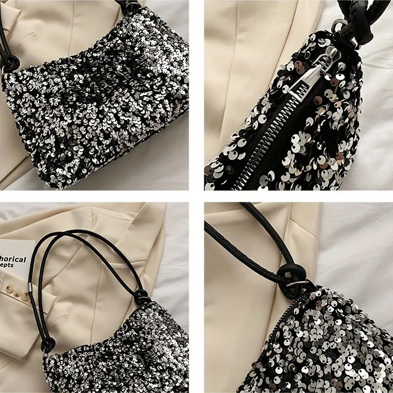 Chic Sequin Shoulder Bag Personalized Minimalist Fashion Handbag for Girls