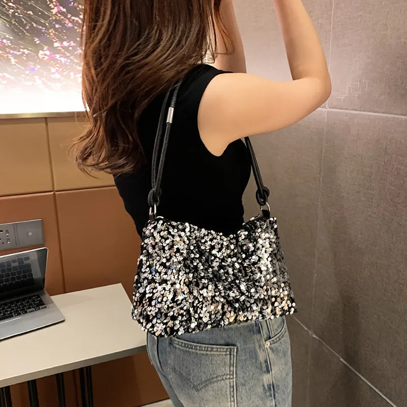 Chic Sequin Shoulder Bag Personalized Minimalist Fashion Handbag for Girls