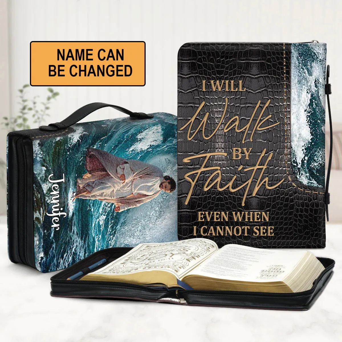 Christianart Bible Cover - I Will Walk By Faith Even I Cannot See - Personalized Bible Cover - Bible Cover For Women - CABBBCV01070324.