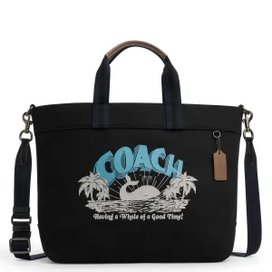 Coach Men's Tote Bag 38 With Whale Graphic