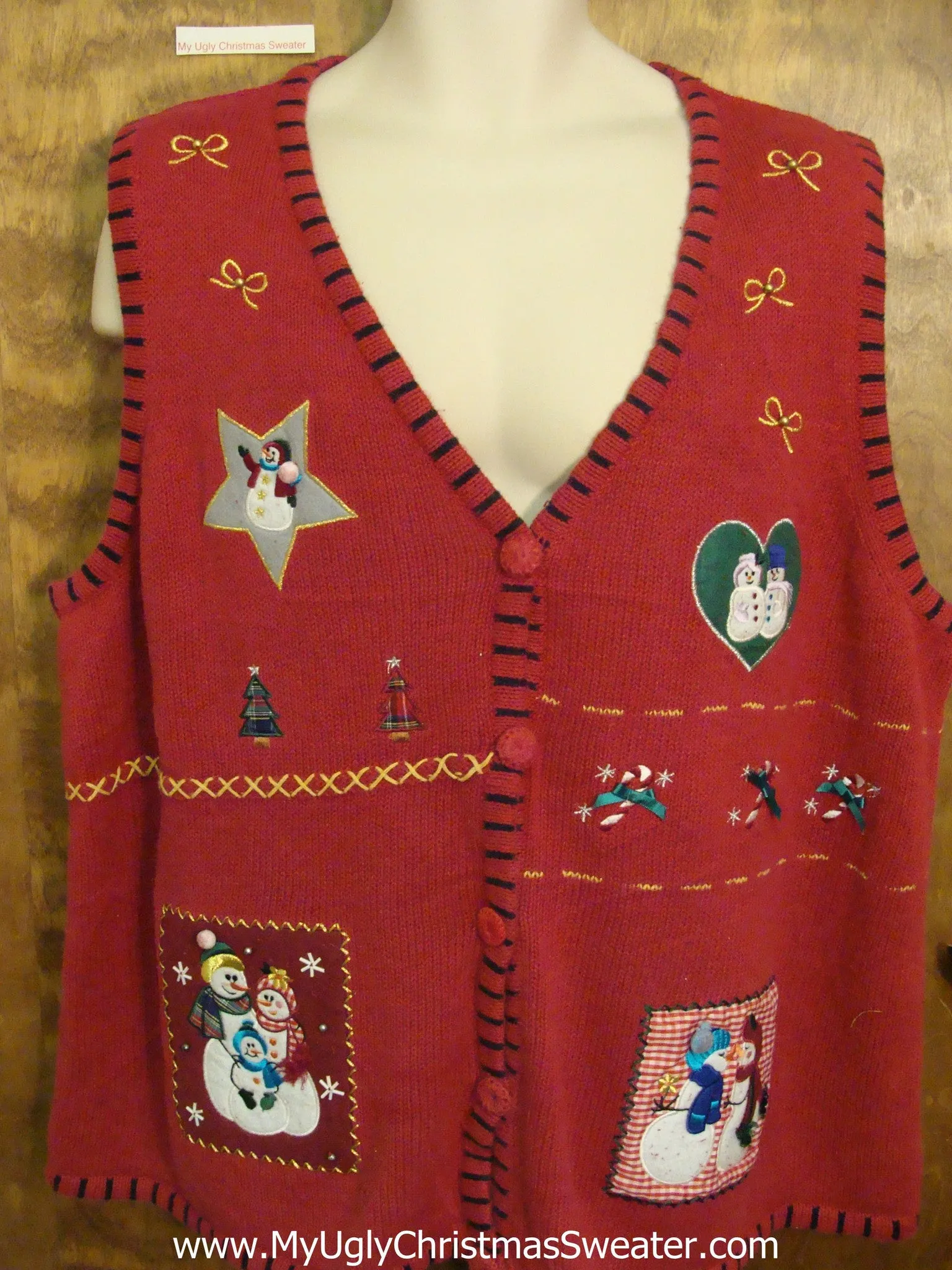 Crafty Plaid Blocks Ugliest Christmas Sweater Vest  XXXL