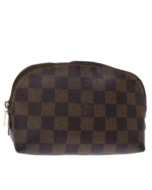 Damier Ebene Canvas Pouch with Zipper Closure