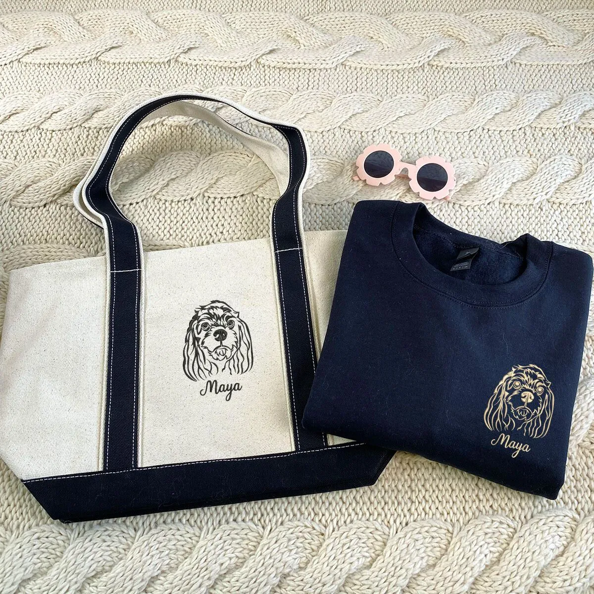 Dog Lover Twin Pack: Embroidered Sweatshirt & Tote Bag