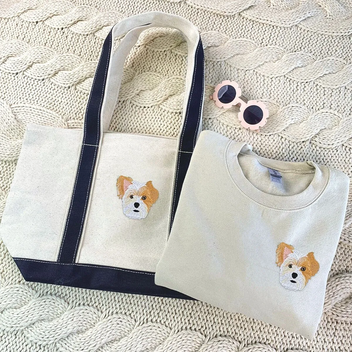 Dog Lover Twin Pack: Embroidered Sweatshirt & Tote Bag