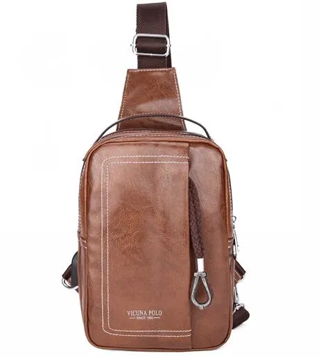 Double Pocket Leather Shoulder Bag with Charging Port