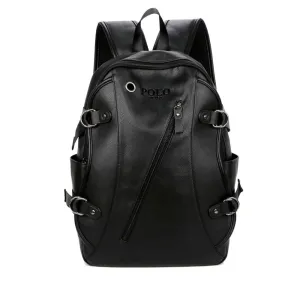 Elegant Slanted Zippered Leather Backpack