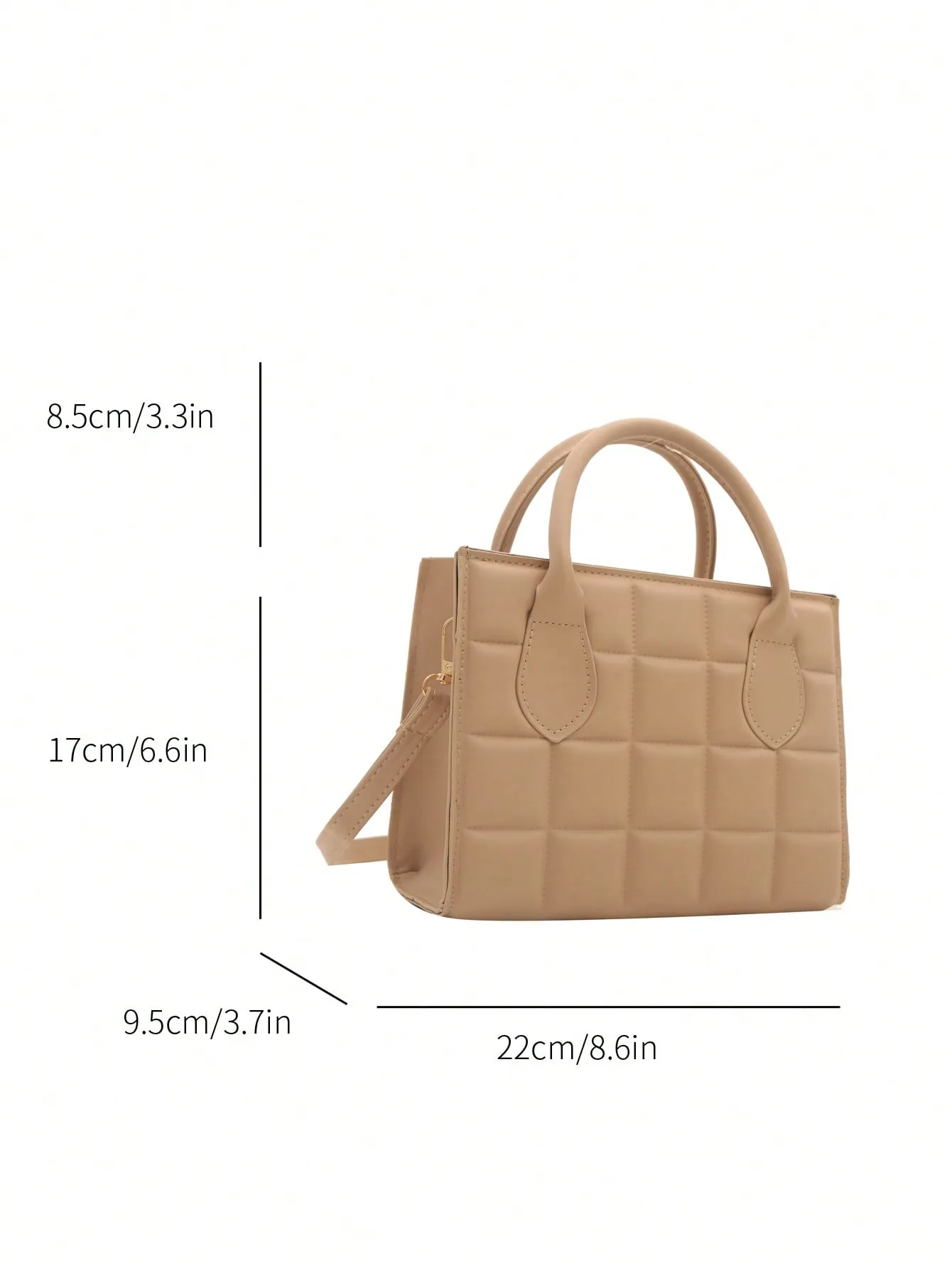 Fashionable Solid Color Pressed Diamond Pattern Tote Bag