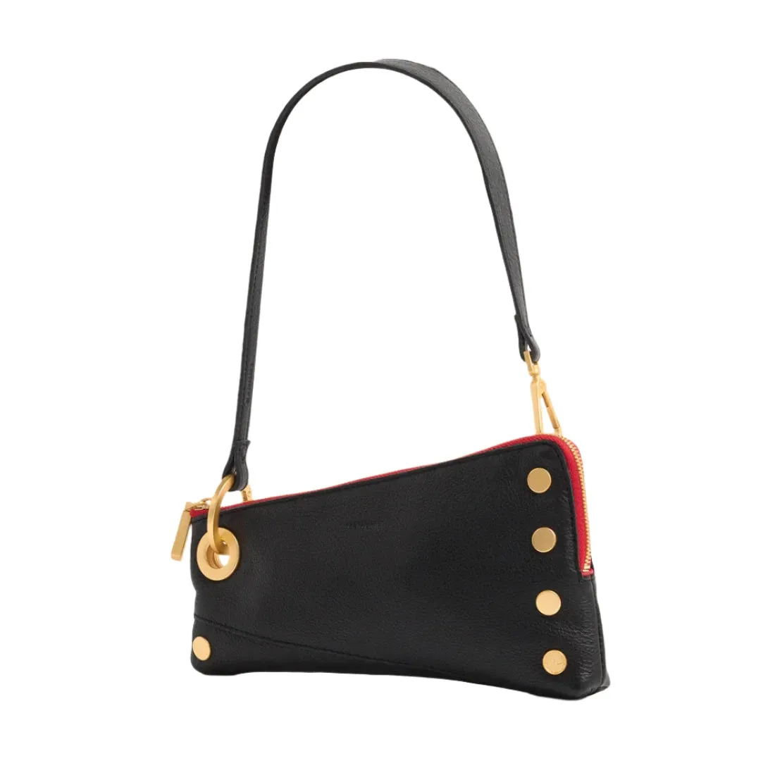 Hammitt Nash Pochette - Black/Brushed Gold Red Zip