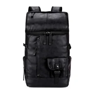 High Capacity Multi Pocket Leather Backpack