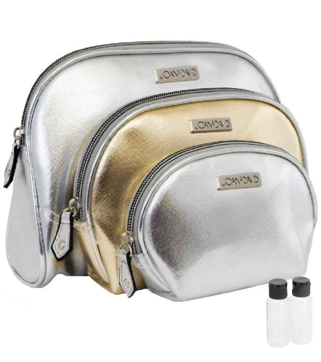 Joan & David Metallic 3 Piece Dome Cosmetic Toiletry Bag Set