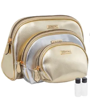 Joan & David Metallic 3 Piece Dome Cosmetic Toiletry Bag Set