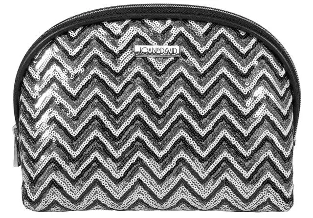 Joan & David Sequined Chevron Patterned Dome Cosmetic Bag