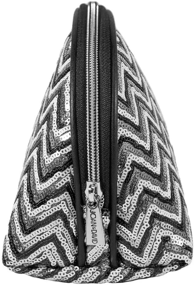 Joan & David Sequined Chevron Patterned Dome Cosmetic Bag