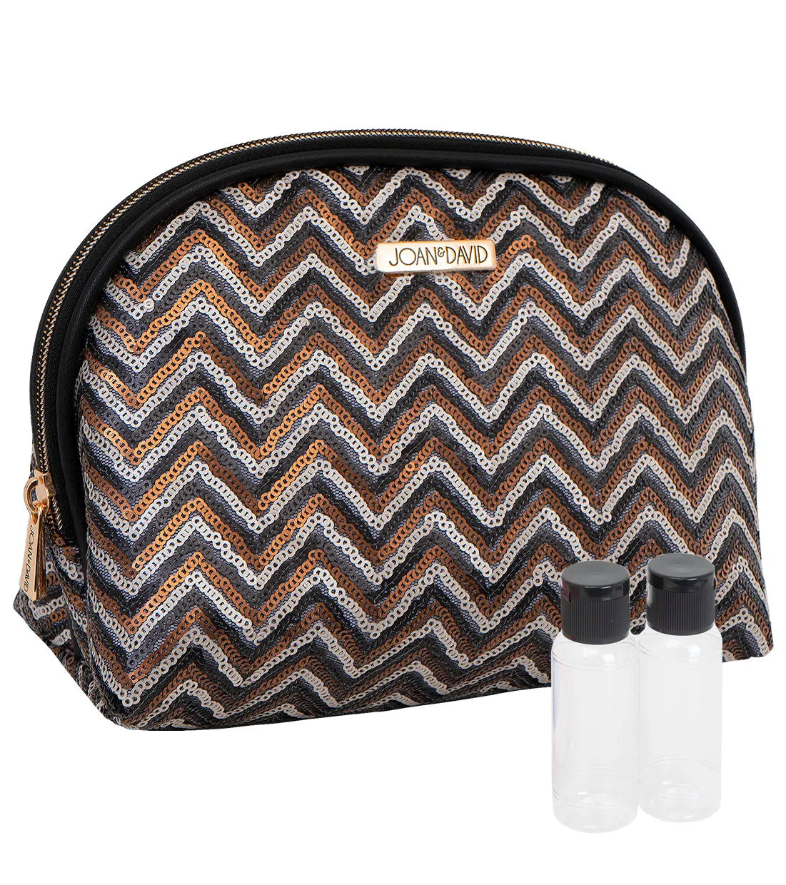 Joan & David Sequined Chevron Patterned Dome Cosmetic Bag