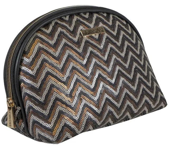 Joan & David Sequined Chevron Patterned Dome Cosmetic Bag