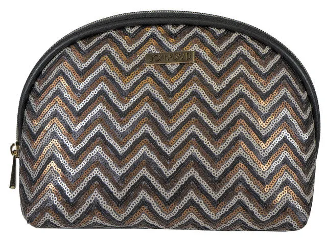 Joan & David Sequined Chevron Patterned Dome Cosmetic Bag