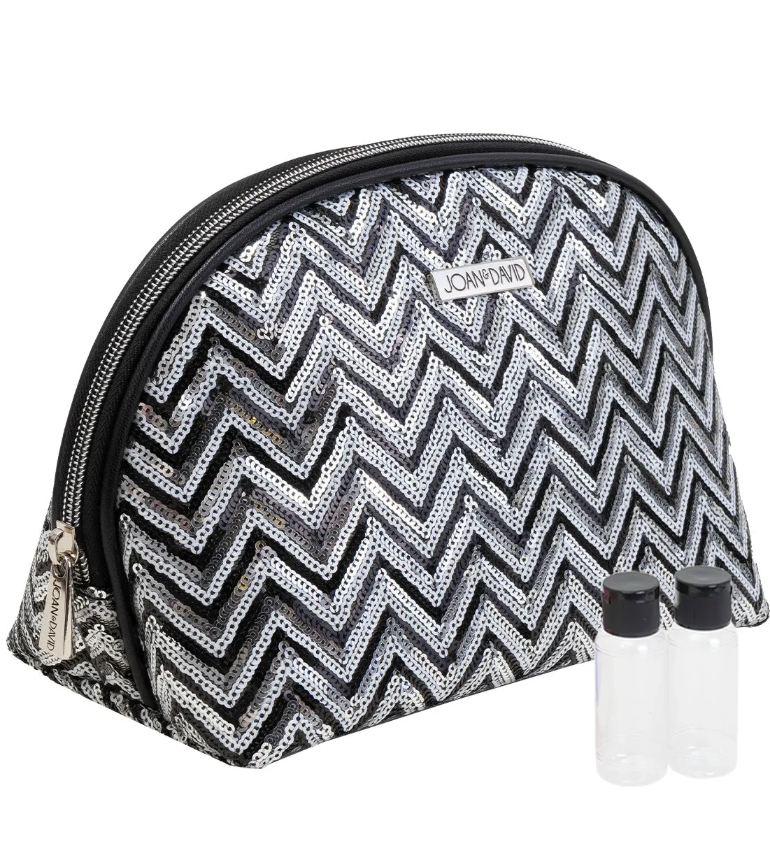 Joan & David Sequined Chevron Patterned Dome Cosmetic Bag