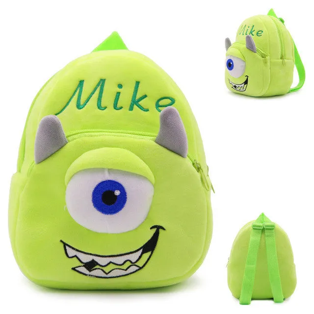 Kawaii Children Plush Backpack Blue Monster Cartoon Plush Backpack Baby Rucksack for Kindergarten Kids Baby Backpacks