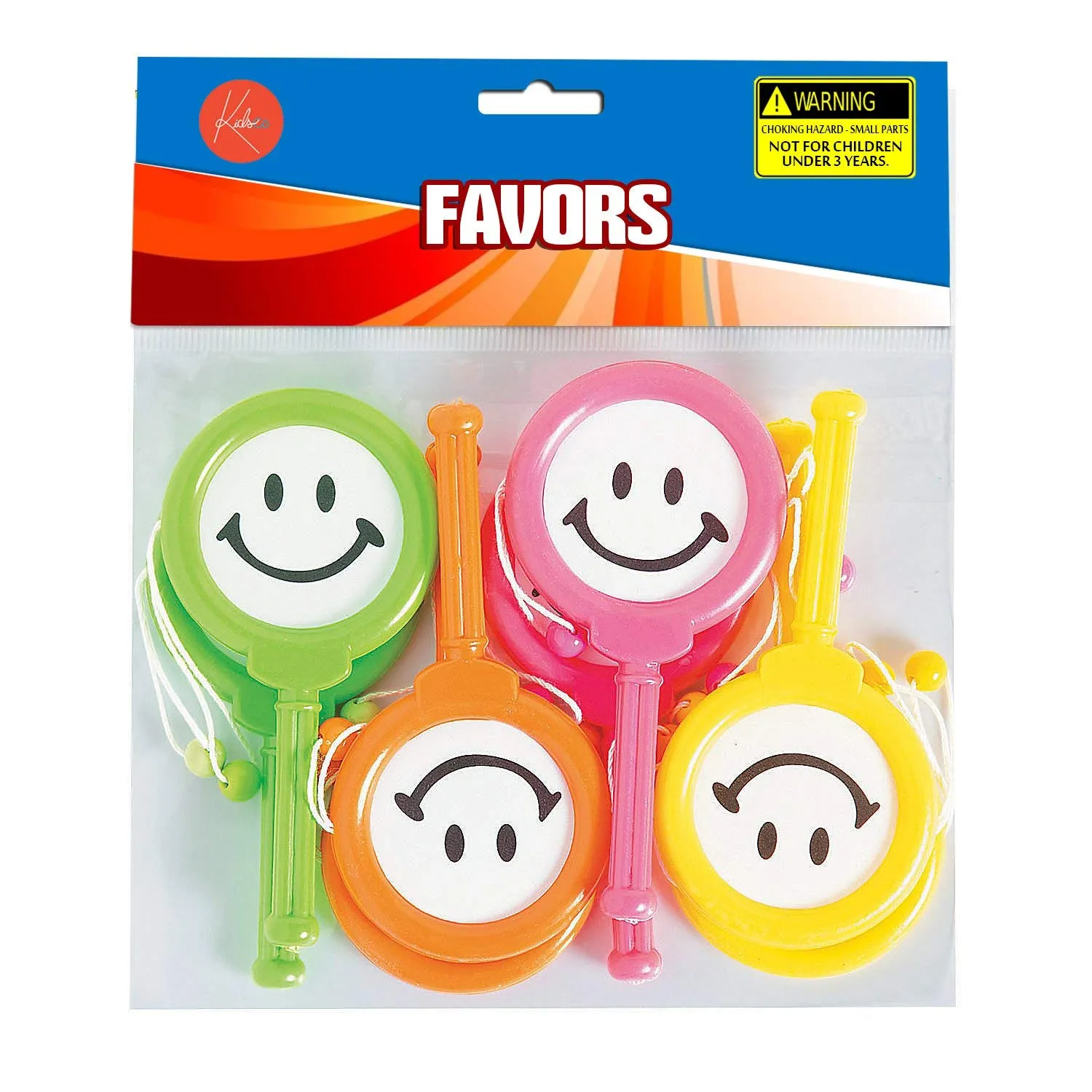 Kicko Smiley Face Drum Noise Maker - Pack of 16-4 Inches Assorted Colors Noisemaker