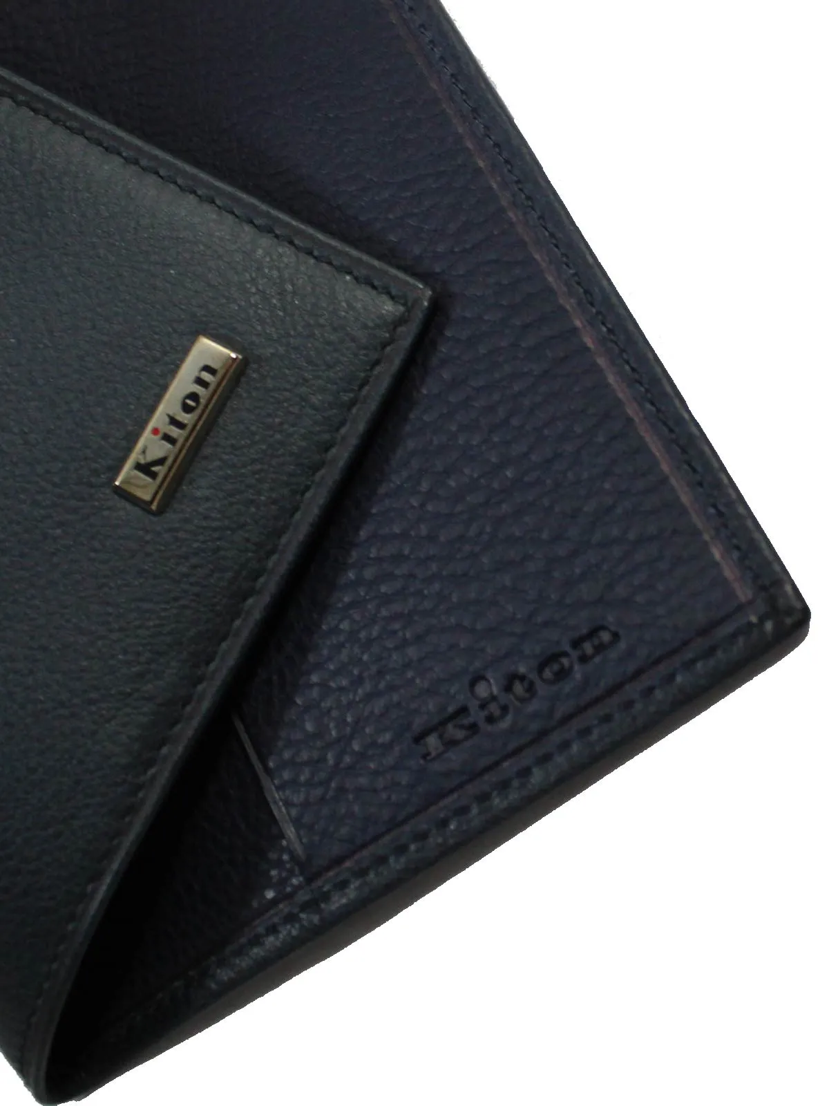 Kiton Wallet - Dark Blue Leather Wallet For Papers SALE