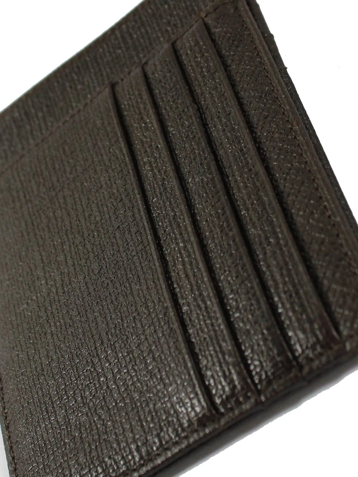 Kiton Wallet - Dark Brown Grain Leather Men Wallet Credit Card Holder FINAL SALE