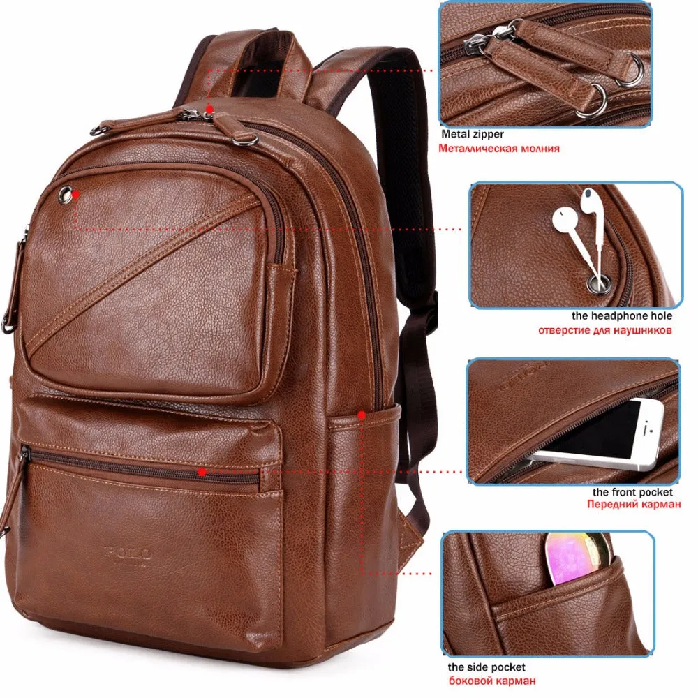 Leather Air Cushioned Backpack with Headphone Outlet