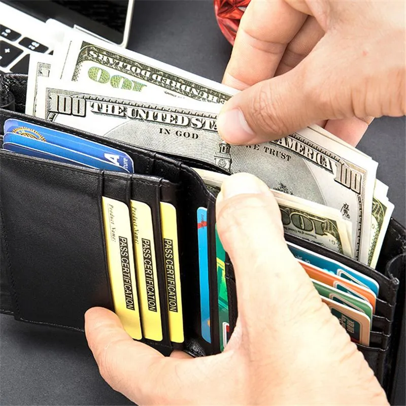 Leather Anti-Theft RFID Blocking Vintage Cash Cards Wallets For Men